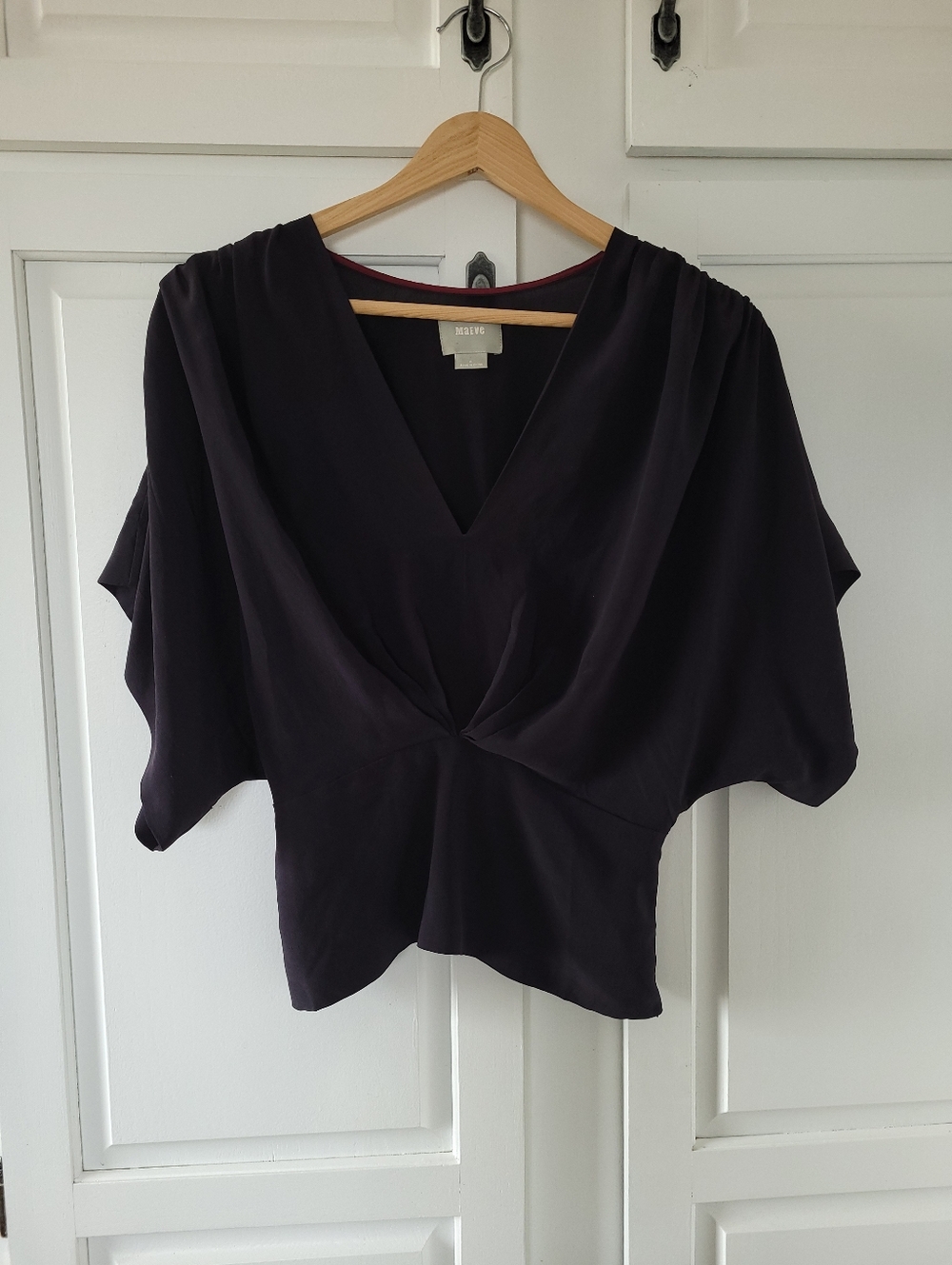 MEAVE ANTHROPOLOGIE 100% SILK RAGLAN SLEEVE TOP SZ 0